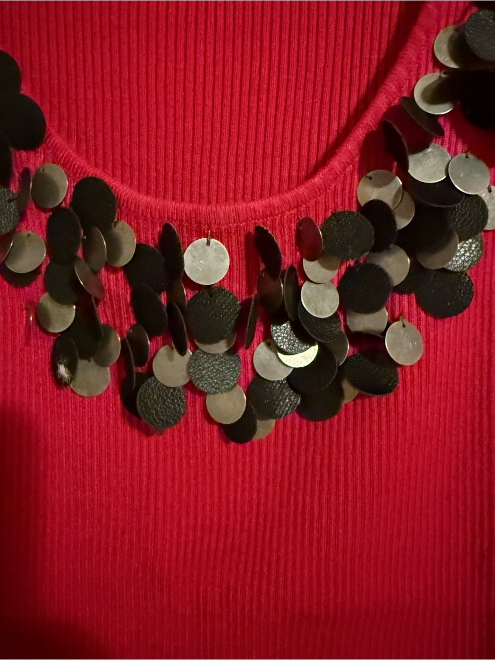 Ruby Rd. Fuchsia Ribbed Tank with Black Sequin Trim - Picture 2 of 4